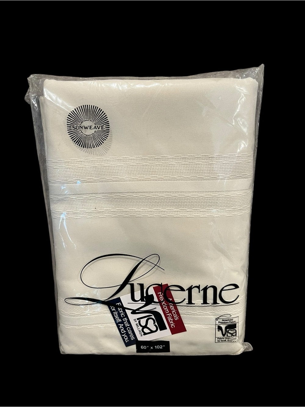 Sunweave Lucerne Ivory Oblong Tablecloth 60”x102” VISA Fabric NEW Vintage